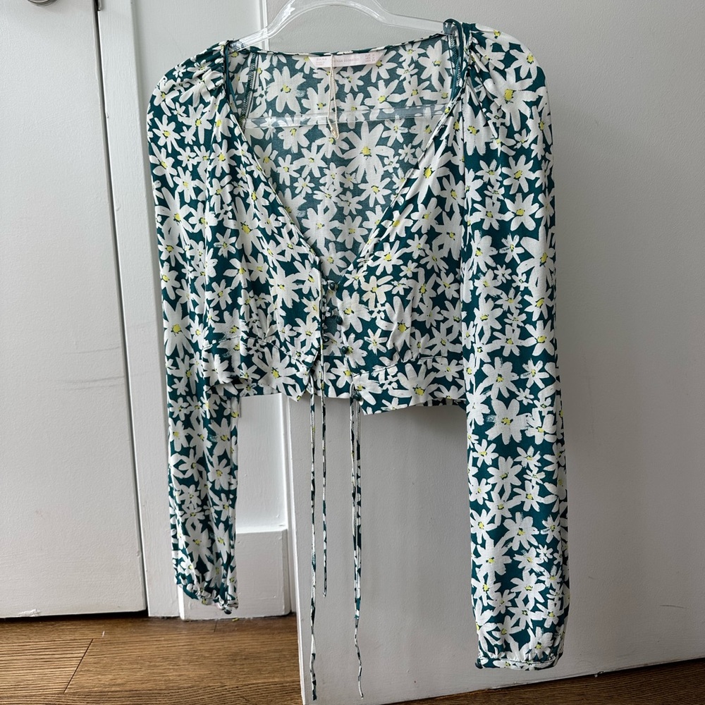 Zara flower long sleeve crop top